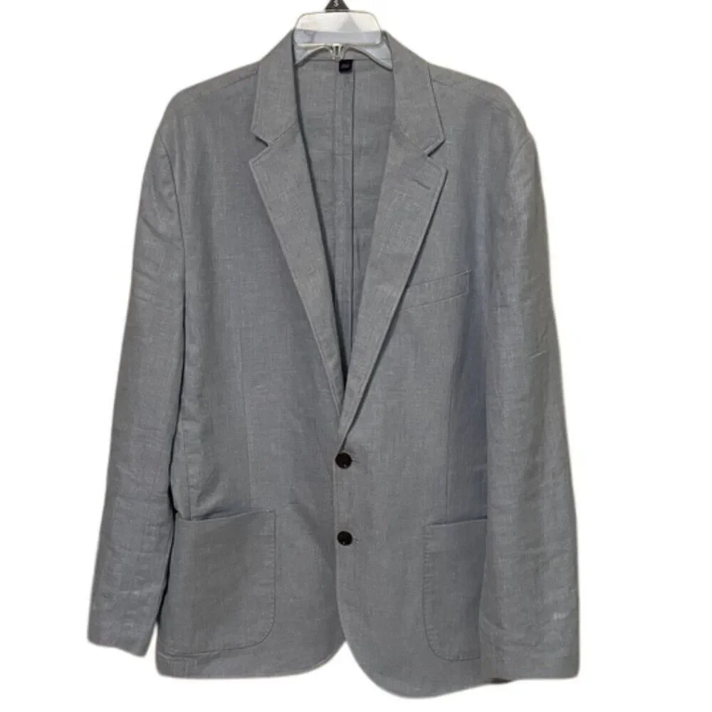 J. Crew Thompson Light Blue Linen Blend Blazer Mens Size 44 Unstructured K8590